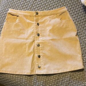 Kori Tan Mini Skirt with Button Detail